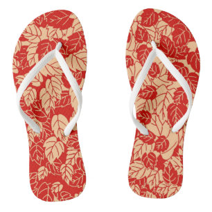 Japanese Leaf Print, Mandarin Orange Thongs