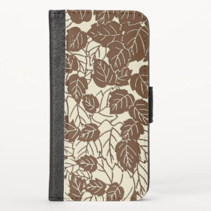 Japanese Leaf Print, Taupe Tan and Beige Case