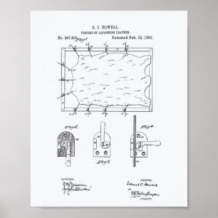 Japanese Leather 1889 Patent Art White Paper Poster