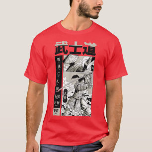 Japanese Letters Samurai Warrior Katana Sword Mang T-Shirt