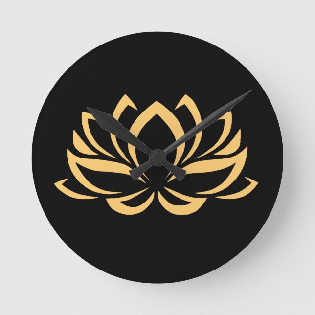 Japanese Lotus Flower Blossom Round Clock (Front)