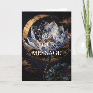 Japanese Lotus Kintsugi Gold Art Personalized Card