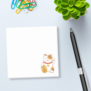Japanese Lucky Calico Cat, Maneki Neko Post-it Notes