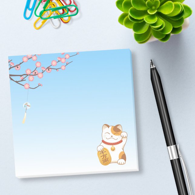 Japanese Lucky Calico Cat, Maneki Neko Post-it Notes (Creator Uploaded)