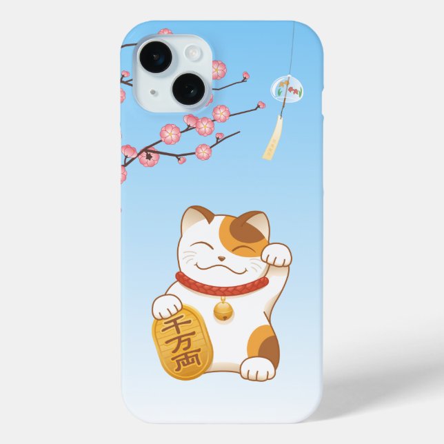 Japanese Lucky Cat, Calico Maneki Neko Case-Mate iPhone Case (Back)