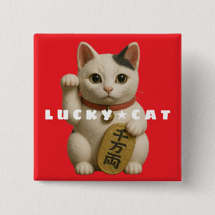 Japanese Lucky Cat Charm 15 Cm Square Badge