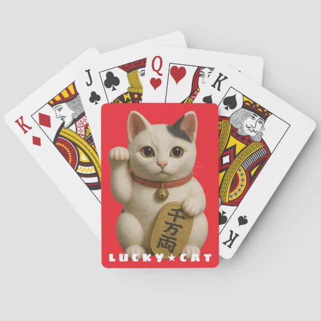 Japanese Lucky Cat Charm Playing Cards (Back)