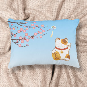 Japanese Lucky Cat, Maneki Neko Decorative Cushion