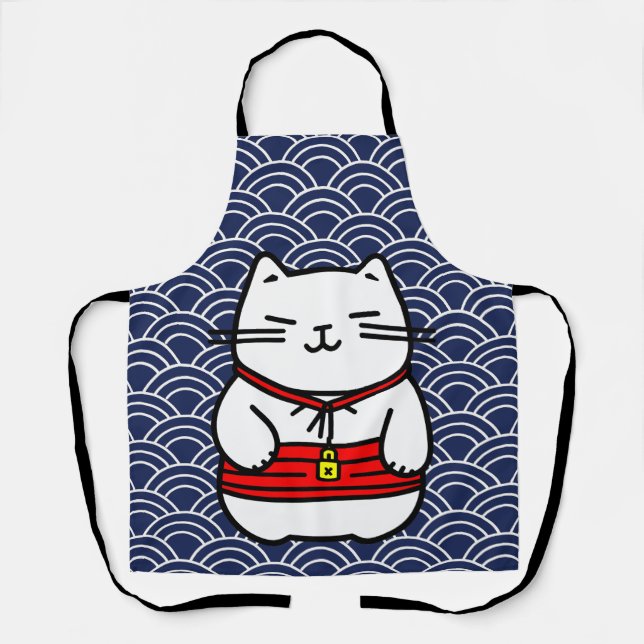 Japanese Lucky Cat or Maneki-Neko Apron (Front)