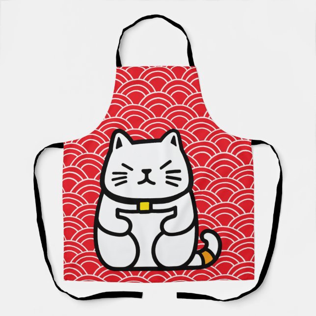 Japanese Lucky Cat or Maneki-Neko Apron (Front)