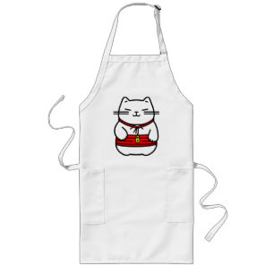 Japanese Lucky Cat or Maneki-Neko Long Apron