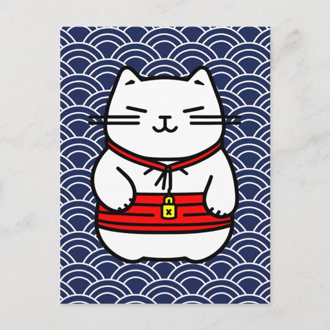 Japanese Lucky Cat or Maneki-Neko Postcard (Front)