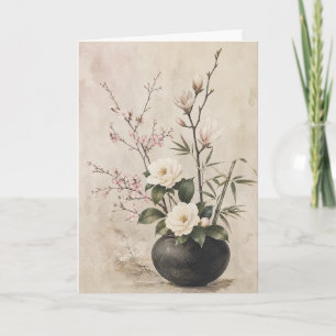 Japanese Magnolia Greeting Cherry Blossom Zen Card