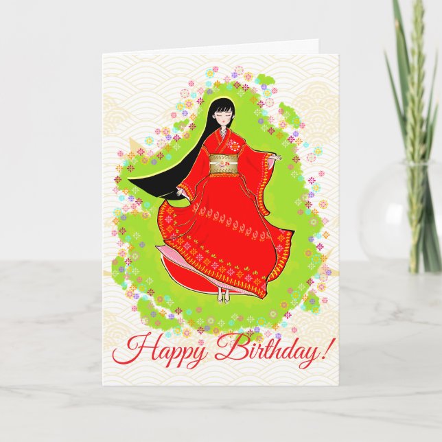 Japanese Maiko Birthday Card (Front)
