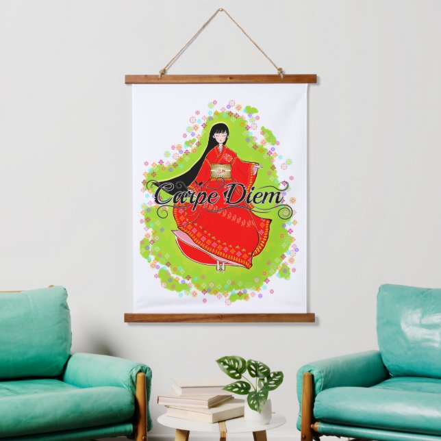 Japanese Maiko Carpe Diem Hanging Tapestry (Living Room)
