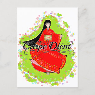 Japanese Maiko Carpe Diem Postcard