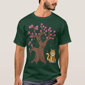 Japanese Maine Coon Cat Mum Cherry Blossom T-Shirt