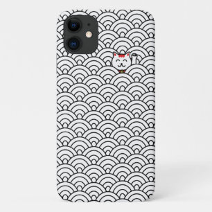 Japanese Maneki Neko and Seigaiha phone case