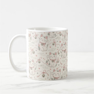 Japanese Maneki Neko Lucky Cat Pastel Wrapping Pap Coffee Mug