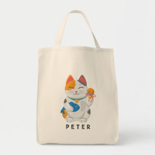 Japanese Maneki Neko White Cat, good luck symbol Tote Bag