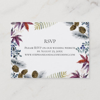 Japanese Maple Floral Watercolor Wedding Business Card