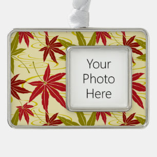 JAPANESE MAPLE LEAF (CREME) SILVER PLATED FRAMED ORNAMENT