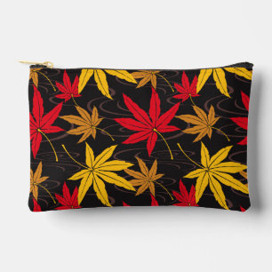 JAPANESE MAPLE LEAF PATTERN IN BLACK ACCESSORY POUCH