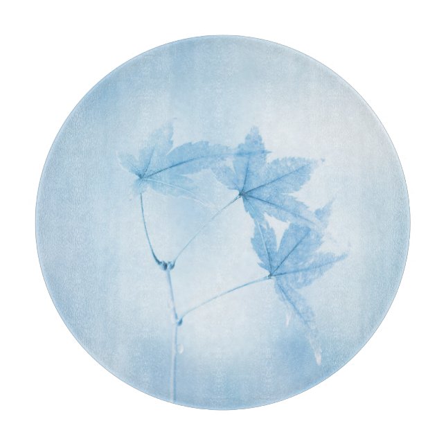 Japanese Maple Leaves in Blue Cutting Board (Front)