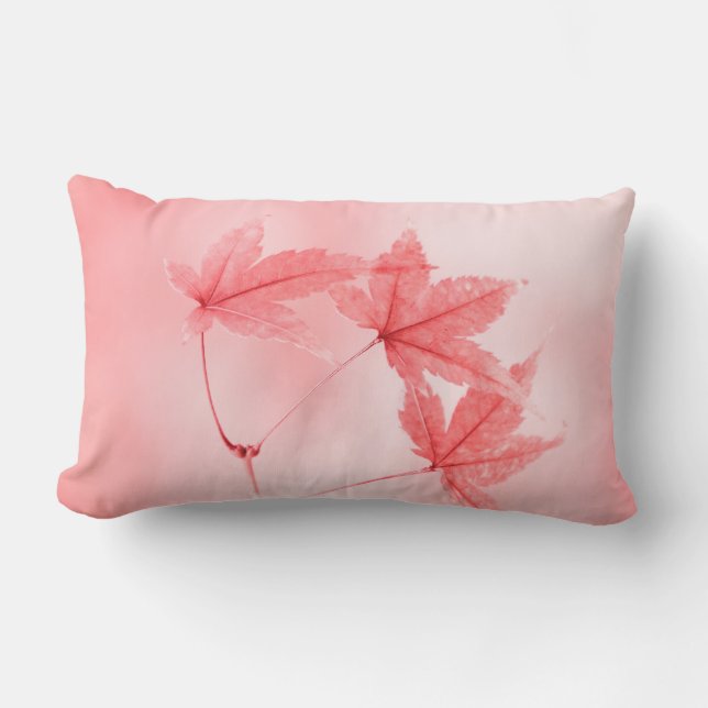 Japanese Maple Leaves in Red Lumbar Cushion (Front)