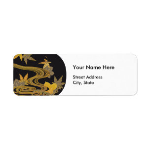 Japanese Maple Leaves & River Return Address Label