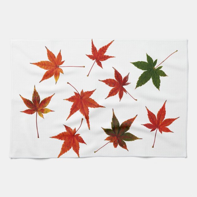 Japanese Maple Leaves Tea Towel (Horizontal)