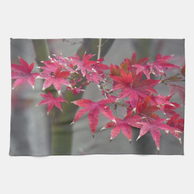 Japanese Maple Leaves Tea Towel (Horizontal)