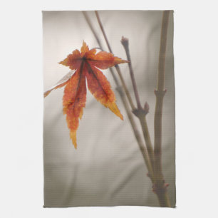 Japanese Maple Leaves Vintage Style Tea Towel