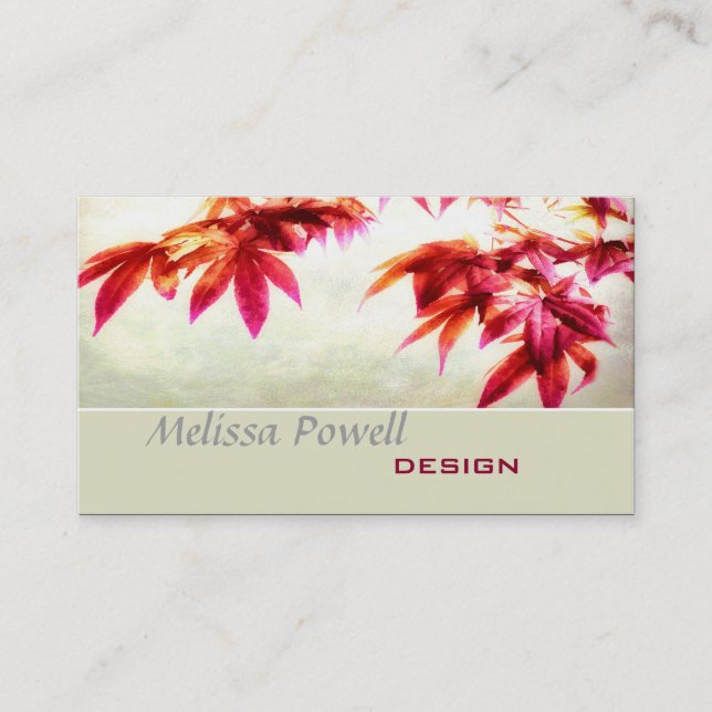 Japanese maple nature art custom double sided business card (Front)