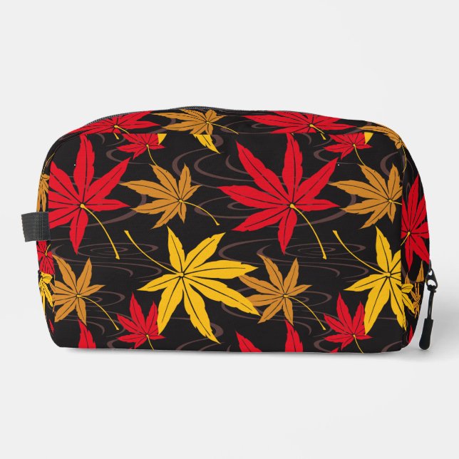 JAPANESE MAPLE PATTERN IN BLACK DOPP KIT (Front)