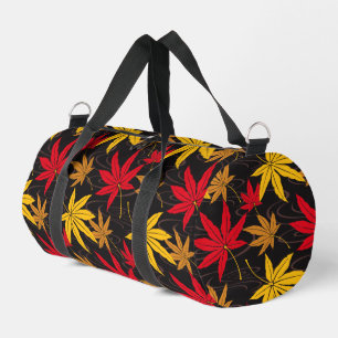 JAPANESE MAPLE PATTERN IN BLACK DUFFLE BAG