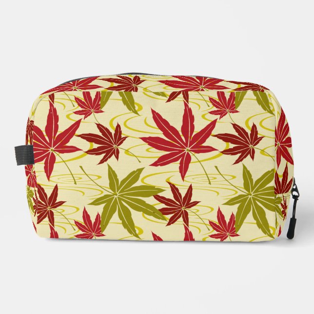 JAPANESE MAPLE PATTERN IN CREME DOPP KIT (Front)