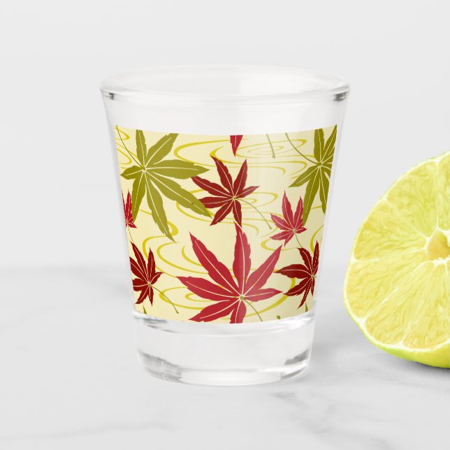 JAPANESE MAPLE PATTERN IN CREME SHOT GLASS (Front)