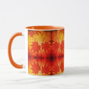 Japanese maple tree leaves script fall autumn mug