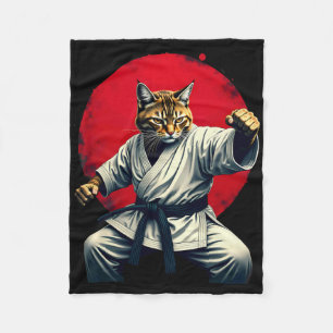 Japanese Martial Art Judo Karate Cat For Men Women Fleece Blanket