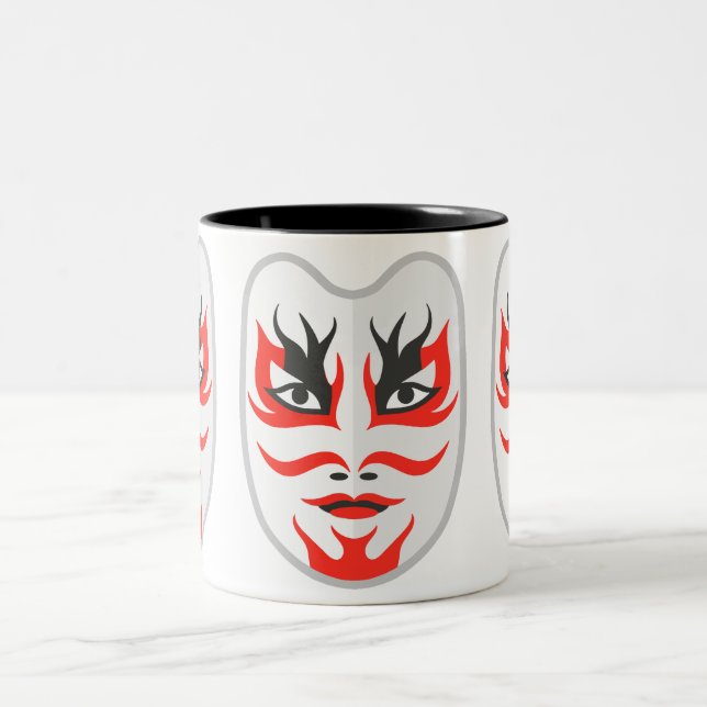 Japanese mask Two-Tone coffee mug (Center)