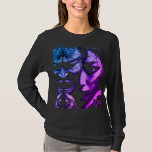 Japanese Masked Woman Dark Tattoo Realism Portrait T-Shirt