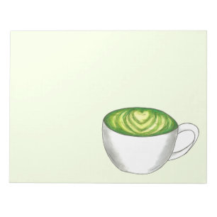 Japanese Matcha Green Tea Latte Teacup Foodie Notepad