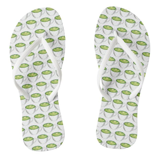 Japanese Matcha Green Tea Latte Teacup Foodie Thongs (Footbed)