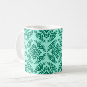 Japanese Medallion Pattern, Aqua and Turquoise Coffee Mug