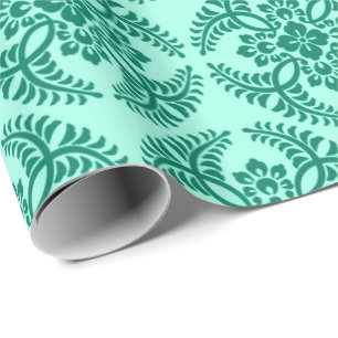 Japanese Medallion Pattern, Aqua and Turquoise Wrapping Paper