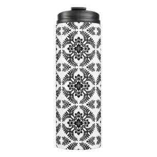 Japanese Medallion Pattern, Black and White  Thermal Tumbler