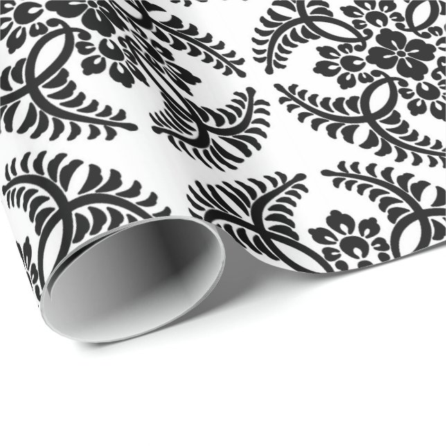 Japanese Medallion Pattern, Black and White Wrapping Paper (Roll Corner)