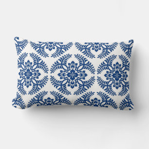 Japanese Medallion Pattern, Cobalt Blue and White Lumbar Cushion