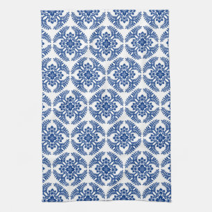 Japanese Medallion Pattern, Cobalt Blue and White  Tea Towel